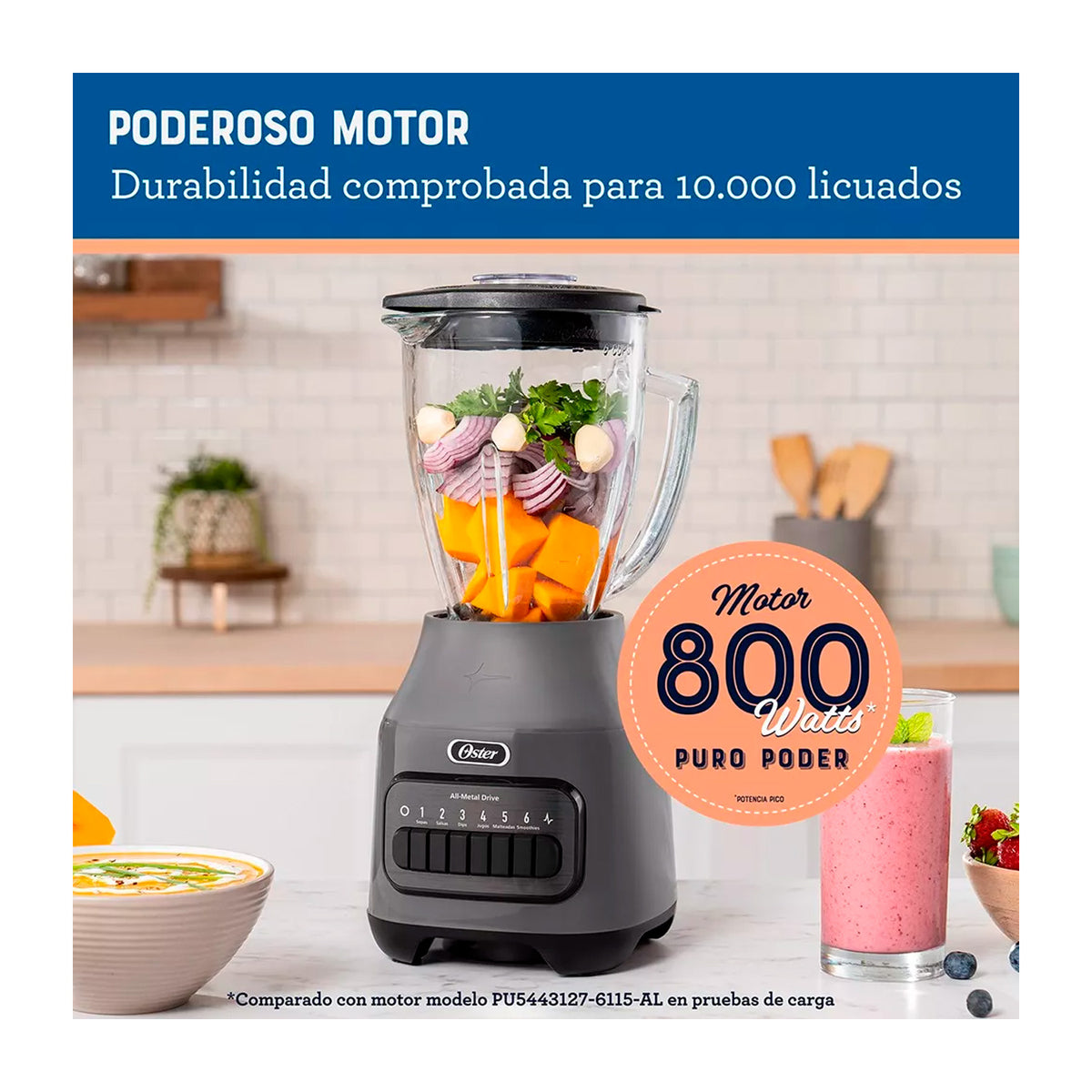 Licuadora Oster BLSTPEG-GPB Vidrio 6 Vel + Pulso 800W Gris– Mr Click Chile