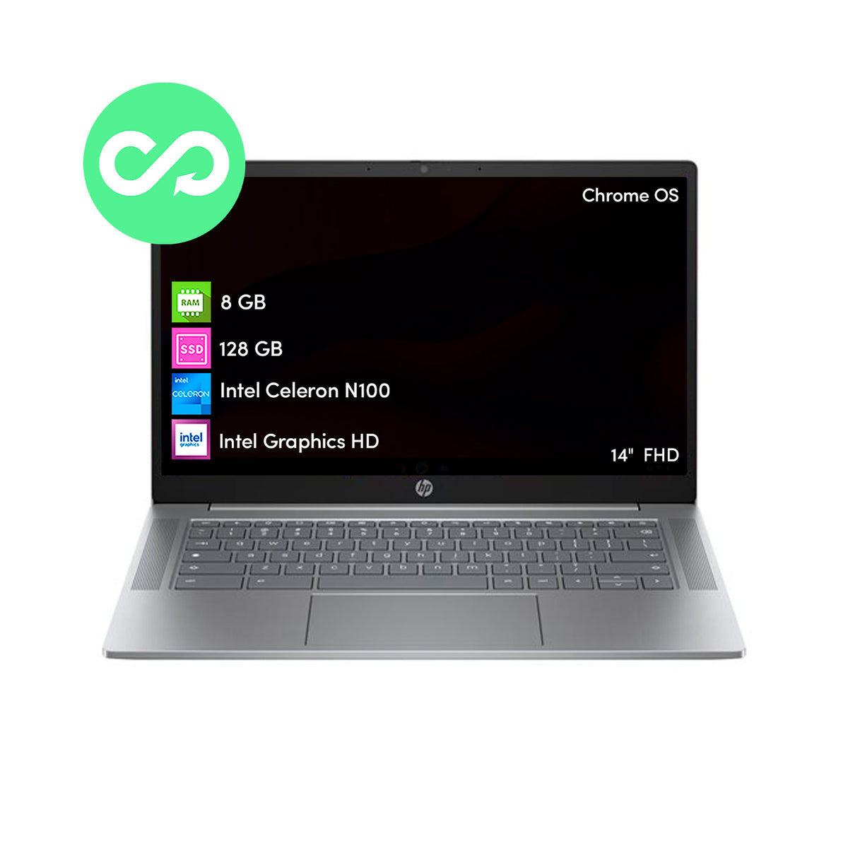 Notebook Chromebook HP Celeron 8GB 128GB 14' FHD Chrome Os– Mr