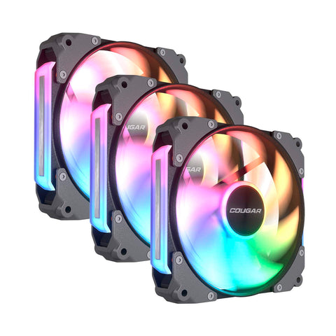 Kit 3 Ventiladores Cougar Apolar 120MM ARGB Black