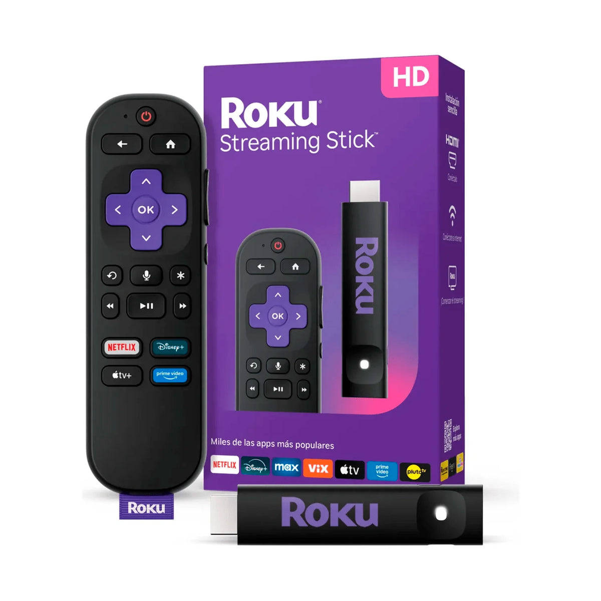 Dispositivo de Streaming Roku Stick HD 2025 Negro– Mr Click Chile