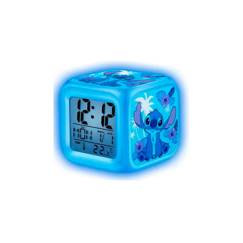 Reloj Alarma Disney Stitch Luz LED