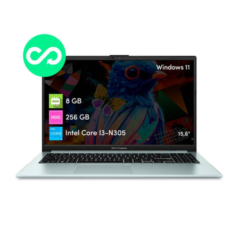 Notebook Asus Vivobook  Go Intel i3 8GB 256GB SSD 15.6" FHD W11 Verde