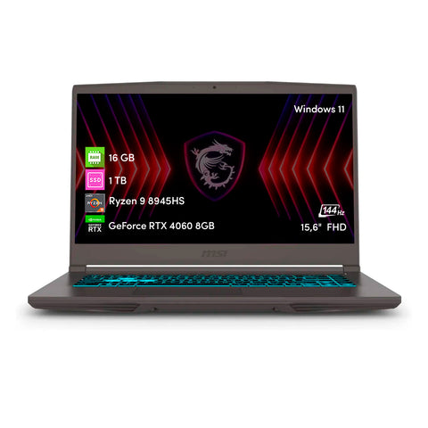 Notebook Gamer MSI Thin A15 Ryzen 9 16GB 1TB SSD RTX4060 15.6' FHD 144hz W11