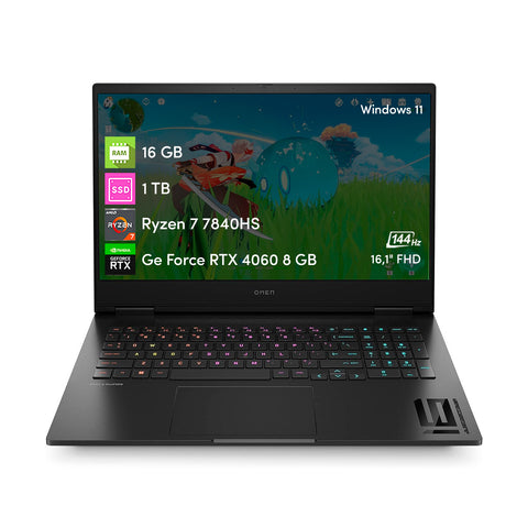 Notebook Gamer HP Omen 16 Ryzen 7 16GB 1TBSDD RTX4060 8GB 16" FHD