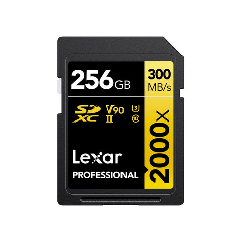 Tarjeta de Memoria Lexar 256GB 2000x SDXC UHS-II 300/260MBS V90 8K Gold