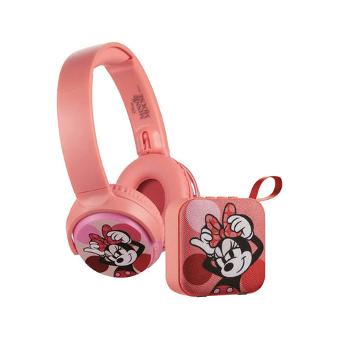 Combo Parlante Portátil y Audífonos Minnie Rosa