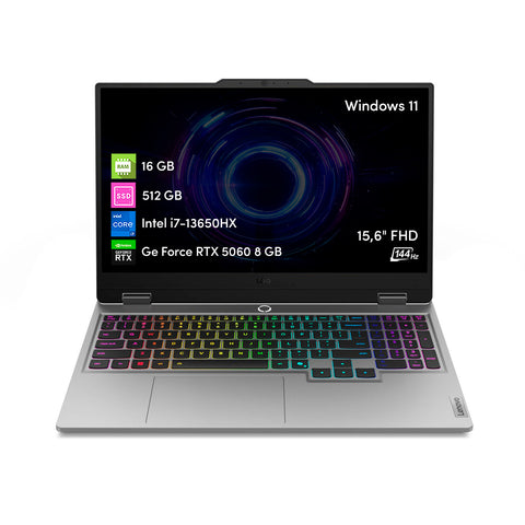 Notebook Gamer Lenovo LOQ Intel i7 13va 16GB 512GB SSD RTX5060 8GB 15.6 FHD W11