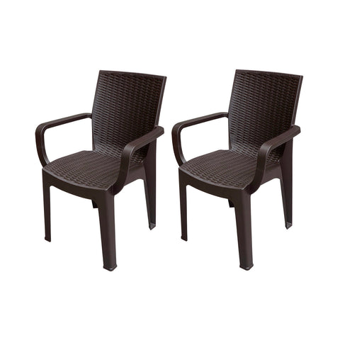 Pack 2 Sillas Terraza Ratan Corsa Con Brazos
