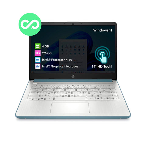Notebook HP Intel N150 4GB 128GB 14" HD Táctil W11 Azul Luna