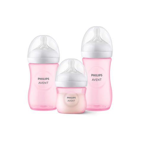 Set 3 Mamaderas Avent Natural SCD838/28 125+260+330ml Rosa
