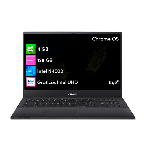 Notebook Chromebook Asus Celeron 4GB 128GB SSD 15.6' FHD