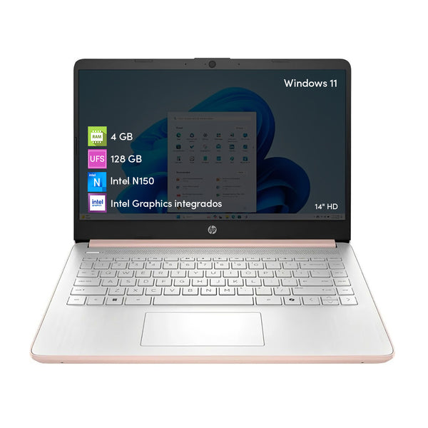 Notebook HP Intel N150 4GB 128GB 14' HD Rose Gold Win11– Mr Click