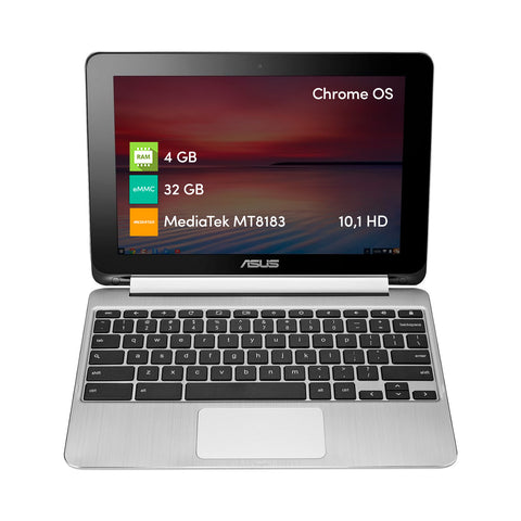 Notebook Chromebook Asus CZ1 Mediatek 4GB 32GB 10.1" HD Chrome OS Gris