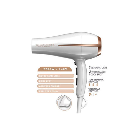 Pack Gama Secador Elegance + Alisador Bora + Cepillo Innova Coco-Alm