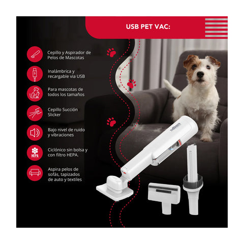 Cepillo y Aspiradora para Mascotas Thorben USB Perros Gatos