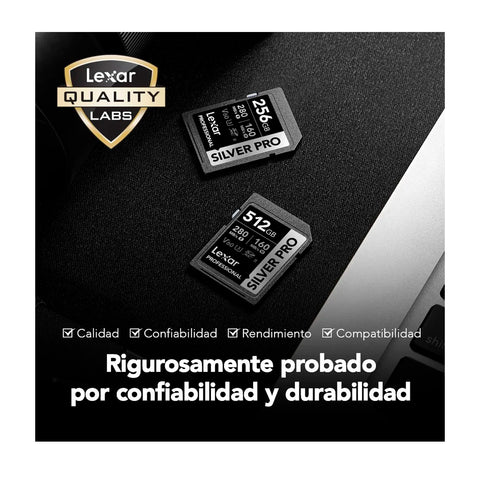 Tarjeta de Memoria Lexar 256GB SDXC UHS-II 280/160MBS V60 4K Silver Pro