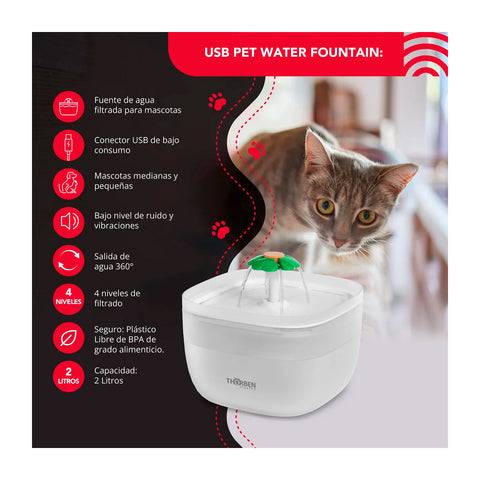 Fuente de Agua Electrica Thorben Pet Water Fountain
