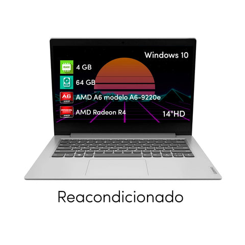 Notebook Lenovo Ideapad A6 4GB 64GB 14" HD W10 Gris Plata