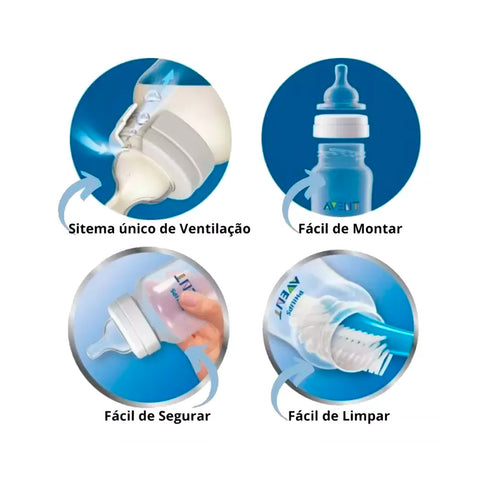 Kit Triple Mamaderas Avent SCY119/20 125ml 260ml 330ml Rosa