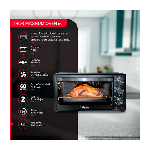 Horno Electrico Thorben Magnum Oven 60L 3 modos 2200W