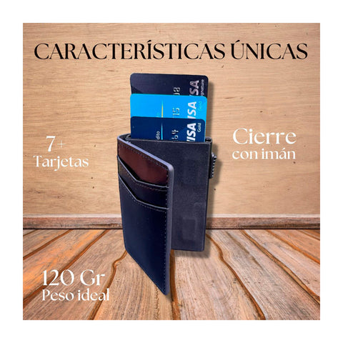 Billetera Tarjetero de Cuero PU Negro Antirobo Rfid