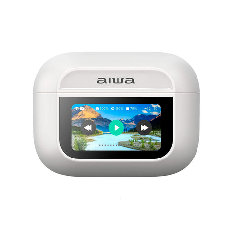 Audífonos Inalámbricos Aiwa In Ear Pantalla Táctil Aw-Twsgpro Blanco