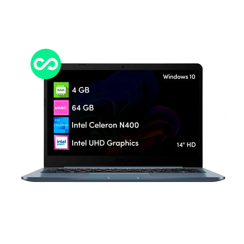 Notebook Asus Intel Celeron N4000 4GB RAM 64GB eMMC W10 14" HD