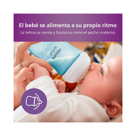 Set 3 Mamaderas Avent Natural SCD838/29 125+260+330ml Azul