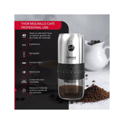 Molinillo de Café Thorben USB Inox Professional Coffee Grinder
