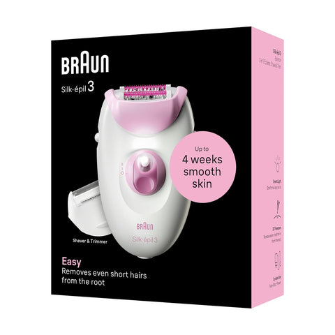 Depiladora Eléctrica Braun Silk Epil 3 Pink Box