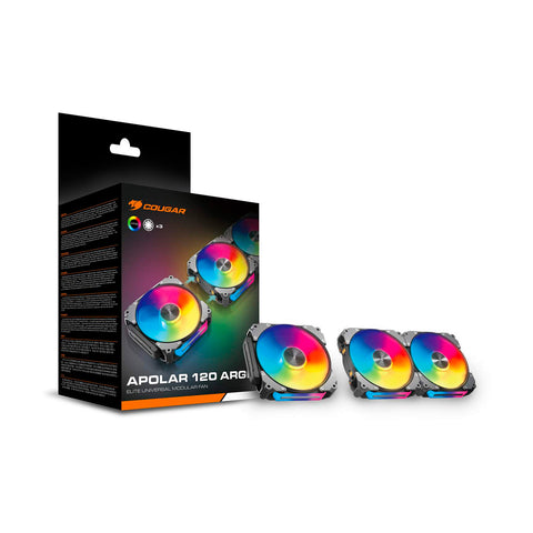 Kit 3 Ventiladores Cougar Apolar 120MM ARGB Black