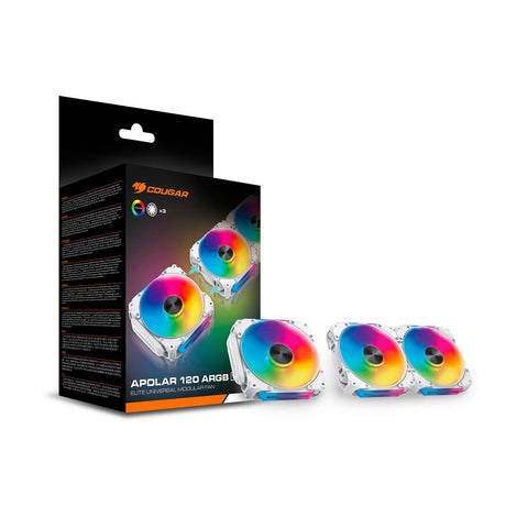 Kit 3 Ventiladores Cougar Apolar 120MM ARGB White