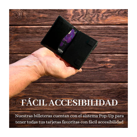 Billetera Tarjetero de Cuero PU Negro Antirobo Rfid