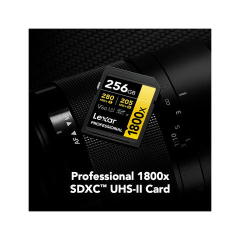 Tarjeta de Memoria Lexar 256GB 1800x SDXC UHS-II 280/250MBS V60 4K Gold