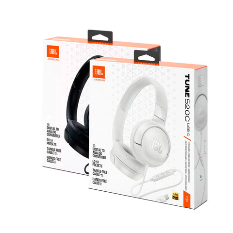 Pack JBL Audífonos Tune 520C USB-C Blanco y Negro