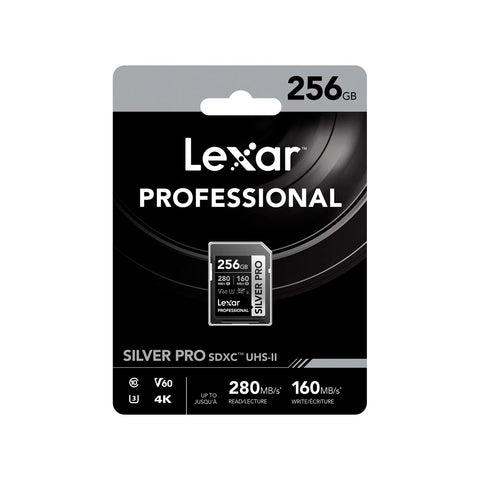 Tarjeta de Memoria Lexar 256GB SDXC UHS-II 280/160MBS V60 4K Silver Pro
