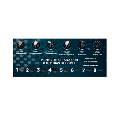 Afeitadora Cortapelo Gama GCX-630 Black Titanium USB 15pcs