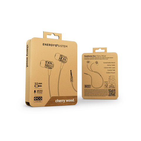 Audífonos Earphones Energy Sistem Eco Cherry Madera