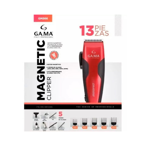 Cortadora de Pelo Gama GM566 13 Piezas Magnético 220V Rojo