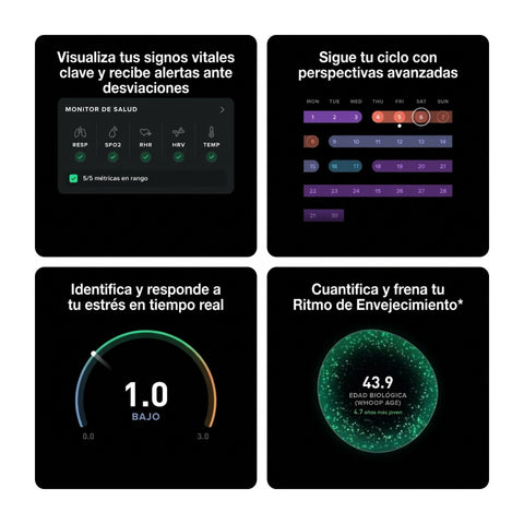 Pulsera Inteligente Whoop 5.0 Peak Health Fitness Obsidian iOS y Android