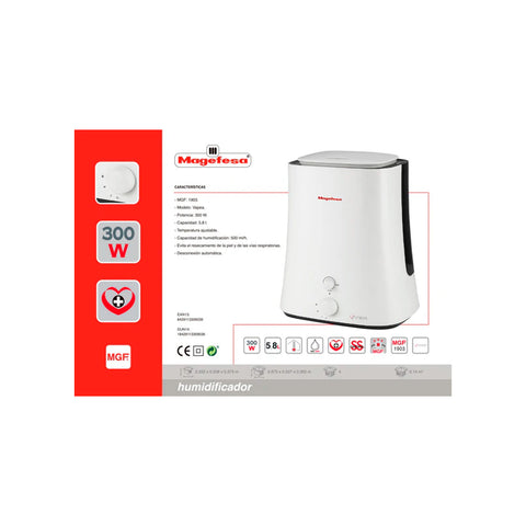 Humidificador Vaporizador Magefesa MGF1903 Vapea 300W 5.8L