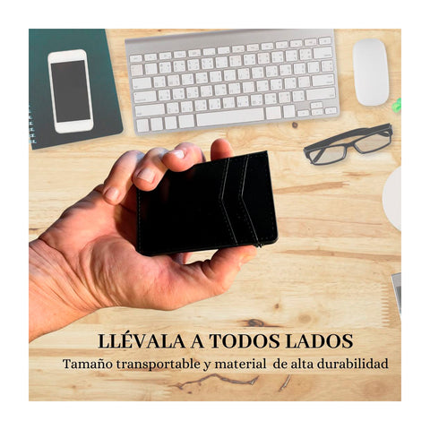 Billetera Tarjetero de Cuero PU Negro Antirobo Rfid