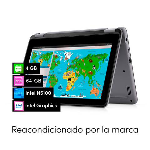 Notebook 2 en 1 Dell Latitude Celeron 4GB 64GBSSD 11.6" HD Táctil W11