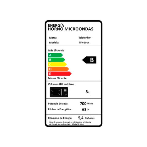Horno Microondas Telefunken TFK-20 A 700W 8L Blanco