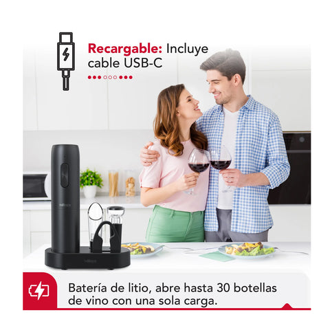 Descorchador Eléctrico Set de Vino Thorben Usb Wine Set