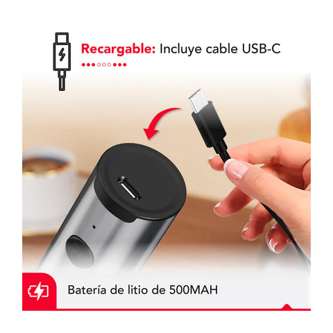 Espumador Batidor Thorben USB Inox Dual Milk Frother