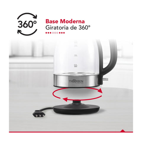 Hervidor Eléctrico Thorben Easy Fill Vidrio 1,7L 2000W