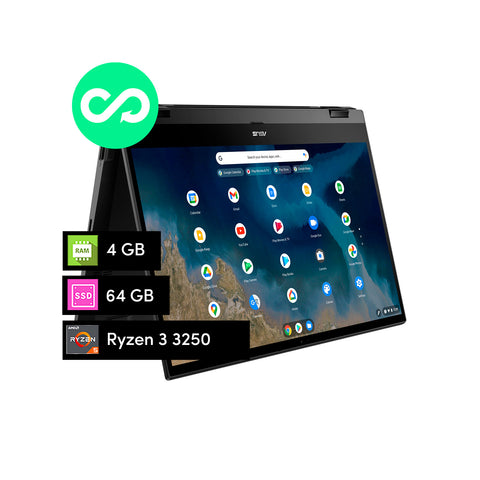 Notebook Chromebook Asus Ryzen 3 4GB 64GB 15.6' FHD Táctil Chrome Os