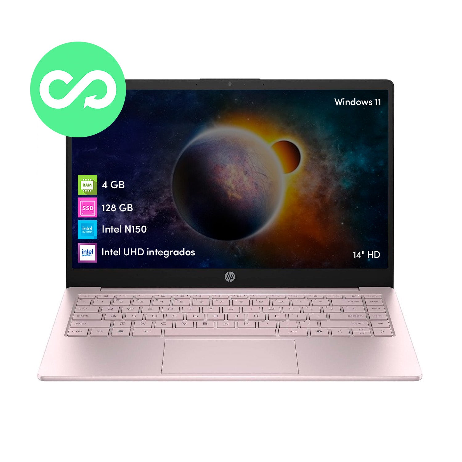 Notebook HP Intel N150 4GB 128GB 14' HD Win11 Rosa– Mr Click Chile