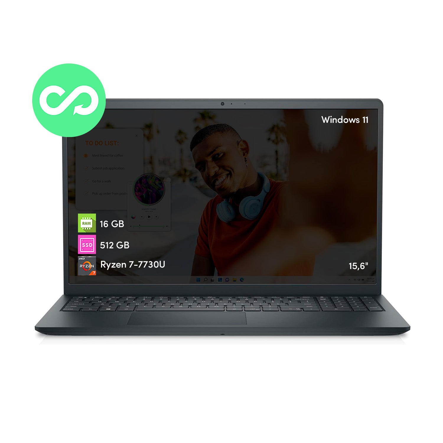 Notebook Dell Inspiron Ryzen 7 16GB 512GB SSD 15.6' FHD Táctil